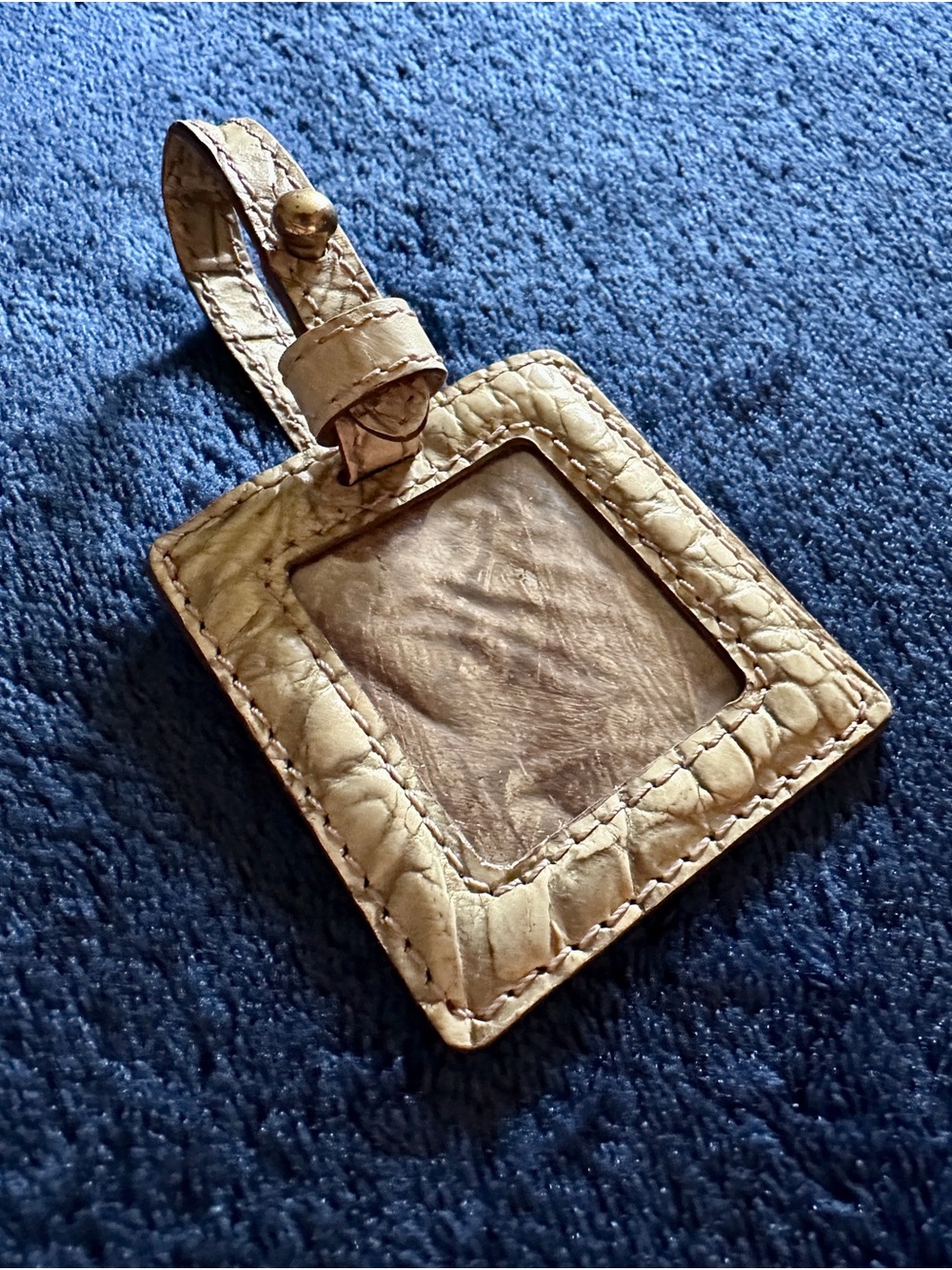 Brahmin Oronoco Metallic Croc-Embossed Mini Luggage Tag with ID or Photo Window